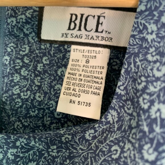 Bice Navy/Light Blue Floral Sleeveless Crew Neck Knee Length Dress in Size 8 - Picture 5 of 7
